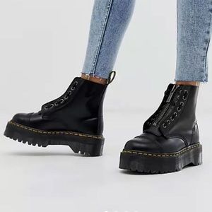 Dr Martens Sinclair Black Leather Zip Chunky Platform Boots - NEW